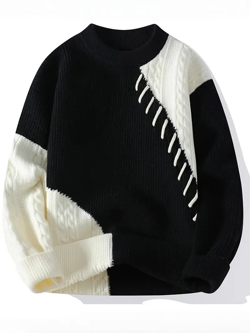 Patchwork Neutrals Sweater – Beige Ivory Mix