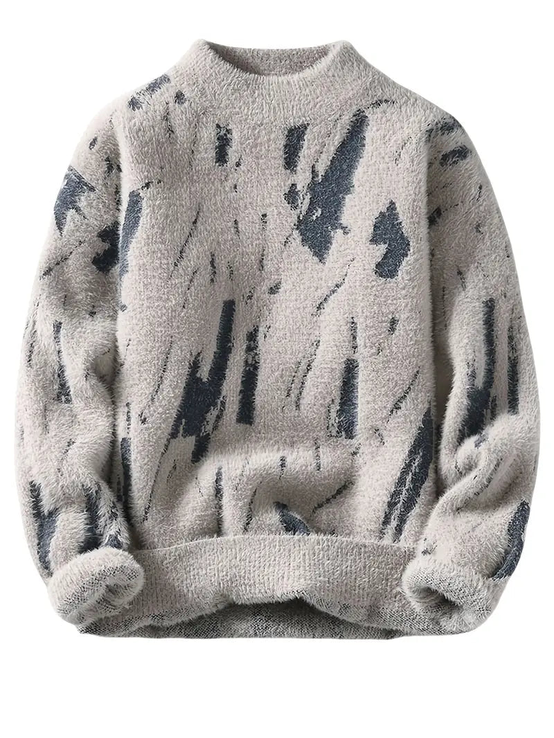 Inkstroke Knitted Sweater – Black & White