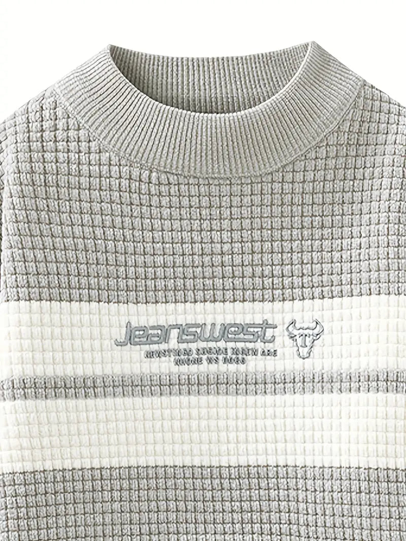Block Stripe Textured Knit – Cream & Gray
