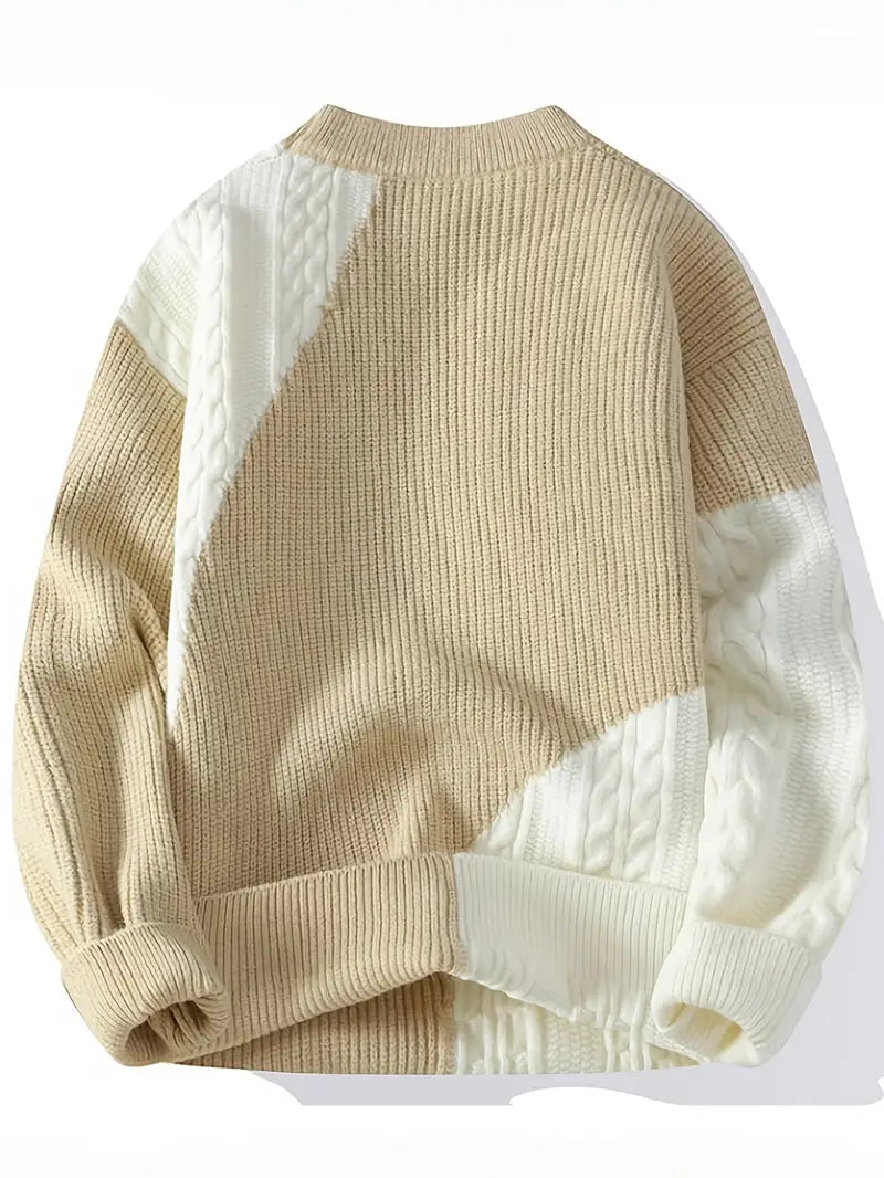 Patchwork Neutrals Sweater – Beige Ivory Mix