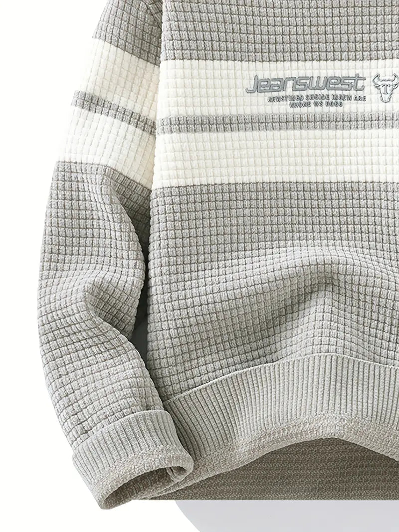 Block Stripe Textured Knit – Cream & Gray