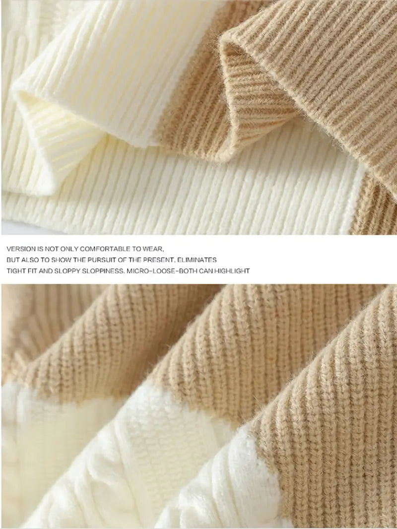Patchwork Neutrals Sweater – Beige Ivory Mix